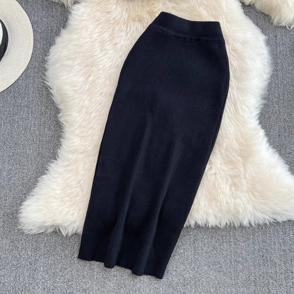 Fashionable casual suit for hot girls sexy short tube top two-piece set knitted skirt      S4182
