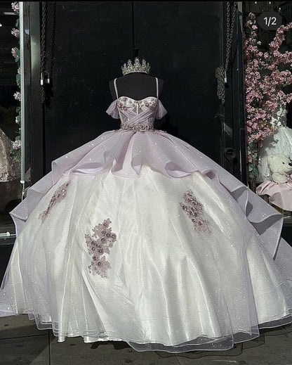Luxury Quinceanera Dresses Applique Corset Ball Gown Prom Sweet 16 Dress