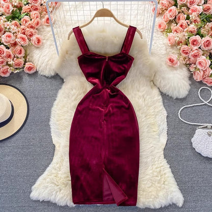 Evening dress fashionable sexy velvet dress for women      S4204