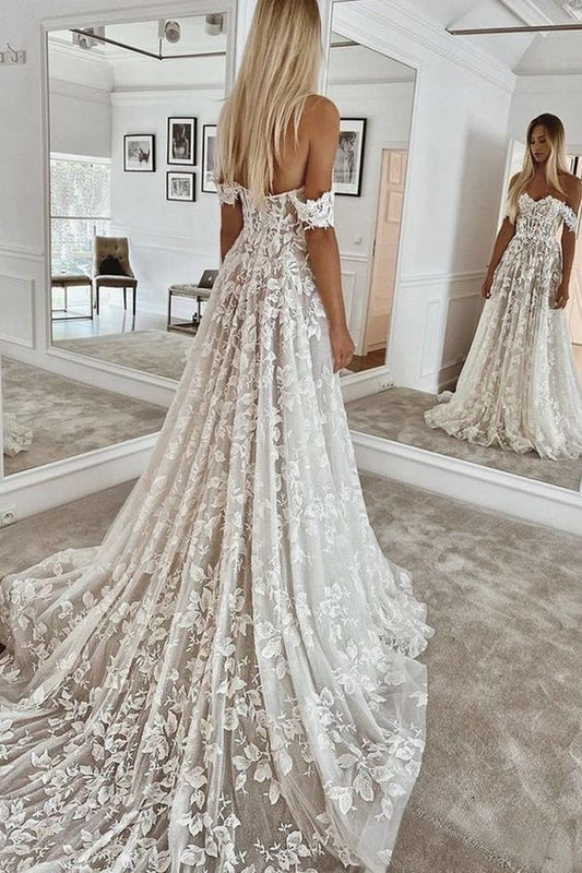 Gorgeous Sweetheart Lace Long Wedding Dresses        S3693