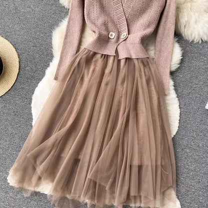 irregular long-sleeved knitted dress for women new long-sleeved sweater dress    S4500
