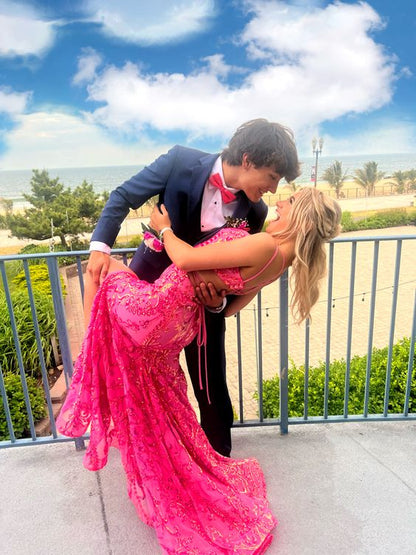 pink prom dress Evening Gown Sequined prom gown