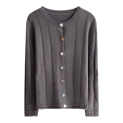 round neck colorful button sweater long-sleeved sweater jacket     S4759