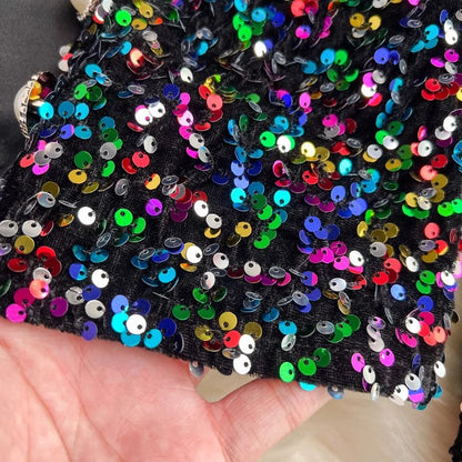 shiny sequins colorful long-sleeved cardigan suit short jacket women's clothing    S4205