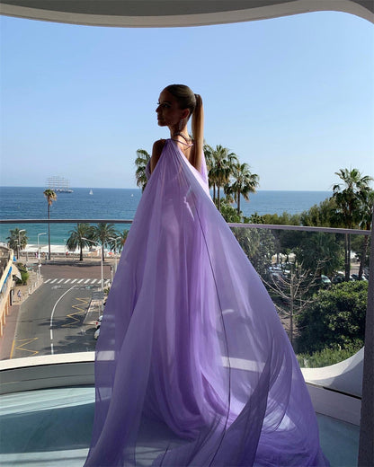 Lilac Long Prom Dresses Party Evening Gowns