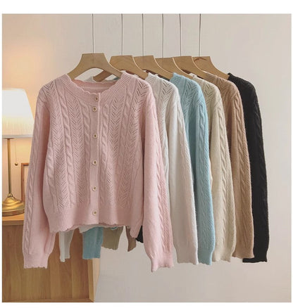 Soft cardigan sweater for women solid color knitted top jacket     S4827