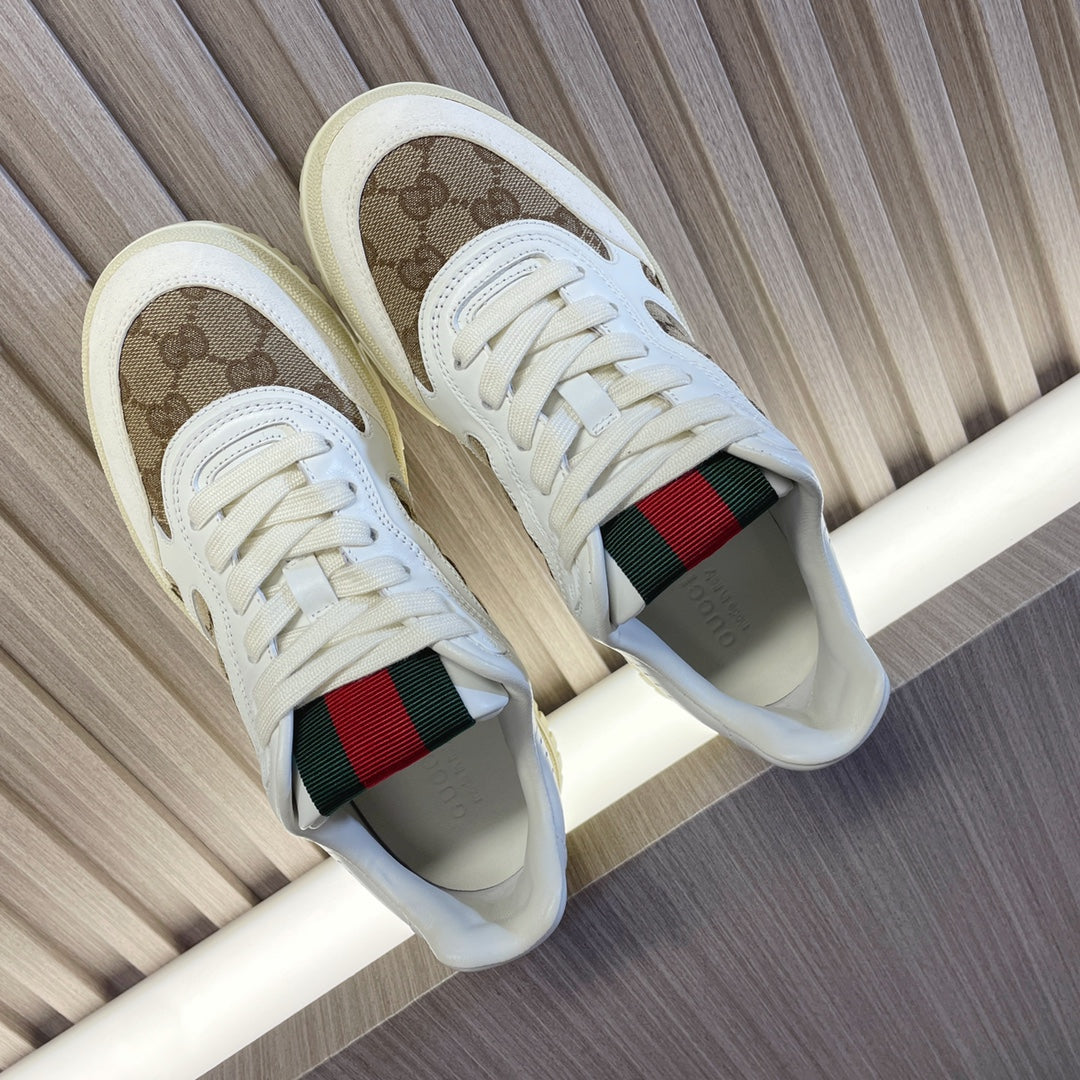 GG Retro Sneakers for Couples White Brown