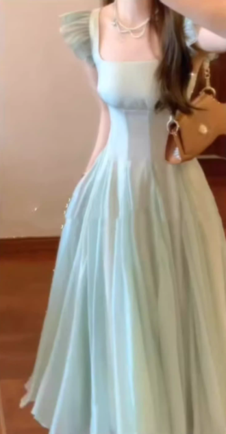 French long skirt new style seaside vacation gentle style temperament waist A-line dress R0472