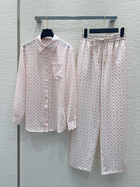 LV 25S Slightly Transparent Set Pink White Poliester