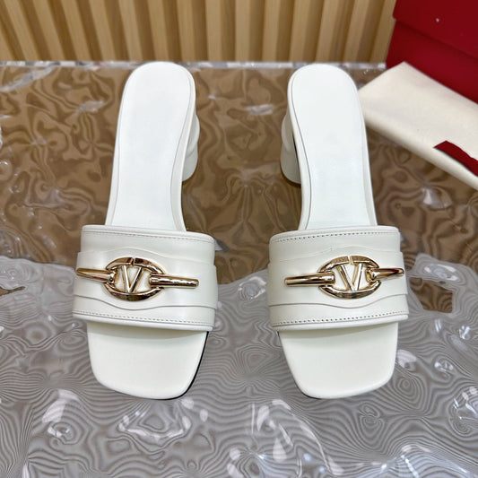 High Heel 70 Mule Sandal The Bold Edition Vlogo Square Toe White