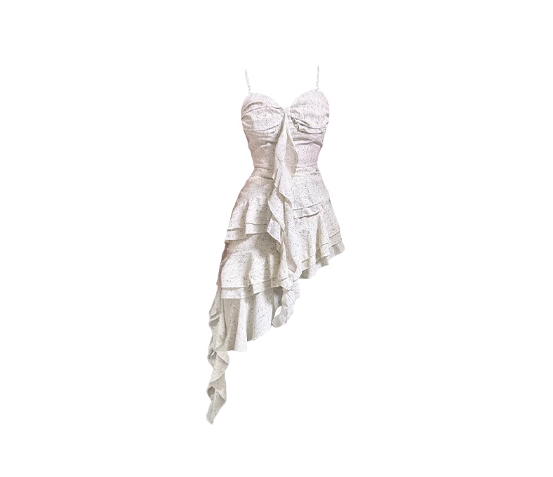 Beach dress, holiday style, suspender dress, slim, irregular ruffled, temperament long dress R0017