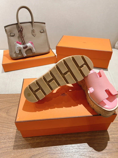 HM 25S HIGH WEDGE SANDALS IN PINK LAMBSKIN STYLE 31