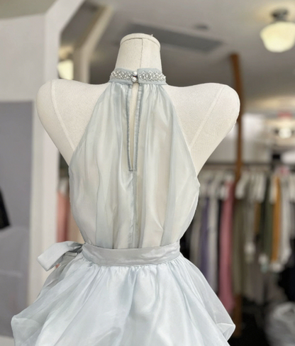 Simple Homecoming Dress Halter Pearl Back to School Outfits Party Dress  D6581