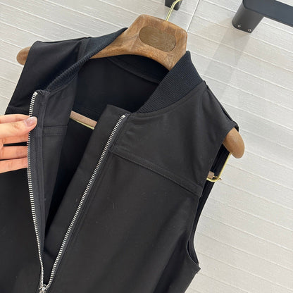 HM Majia Zipped Sleeveless Dress in Black Cotton
