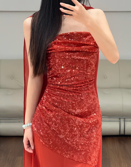 Red Sequin Prom Party Dress Evening Dress Birthday Dress fg8616