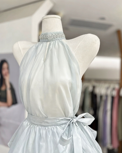Simple Homecoming Dress Halter Pearl Back to School Outfits Party Dress  D6581