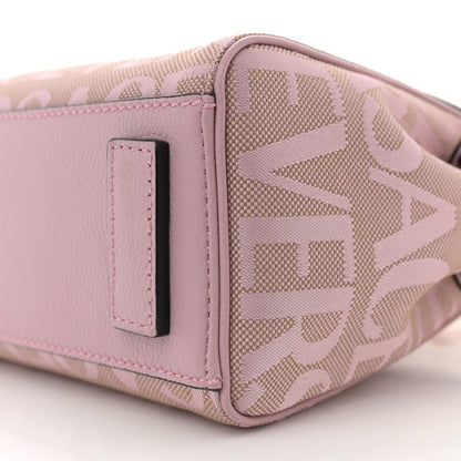 Calfskin Canvas Allover La Medusa Small Top Handle Handbag Pink