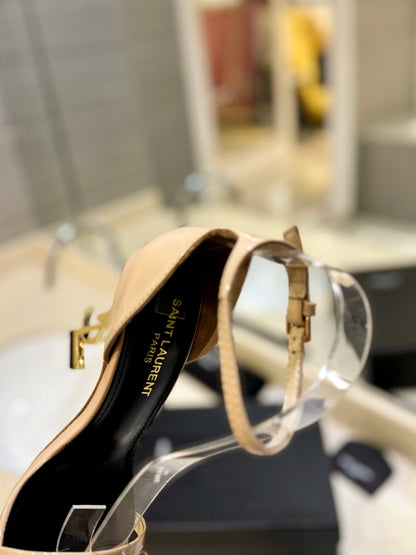 SL OPYUM SANDALS 105 CAMEL AND BLACK CALFSKIN
