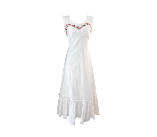 Romantic flower embroidered fishtail dress high-end French temperament long dress R0044