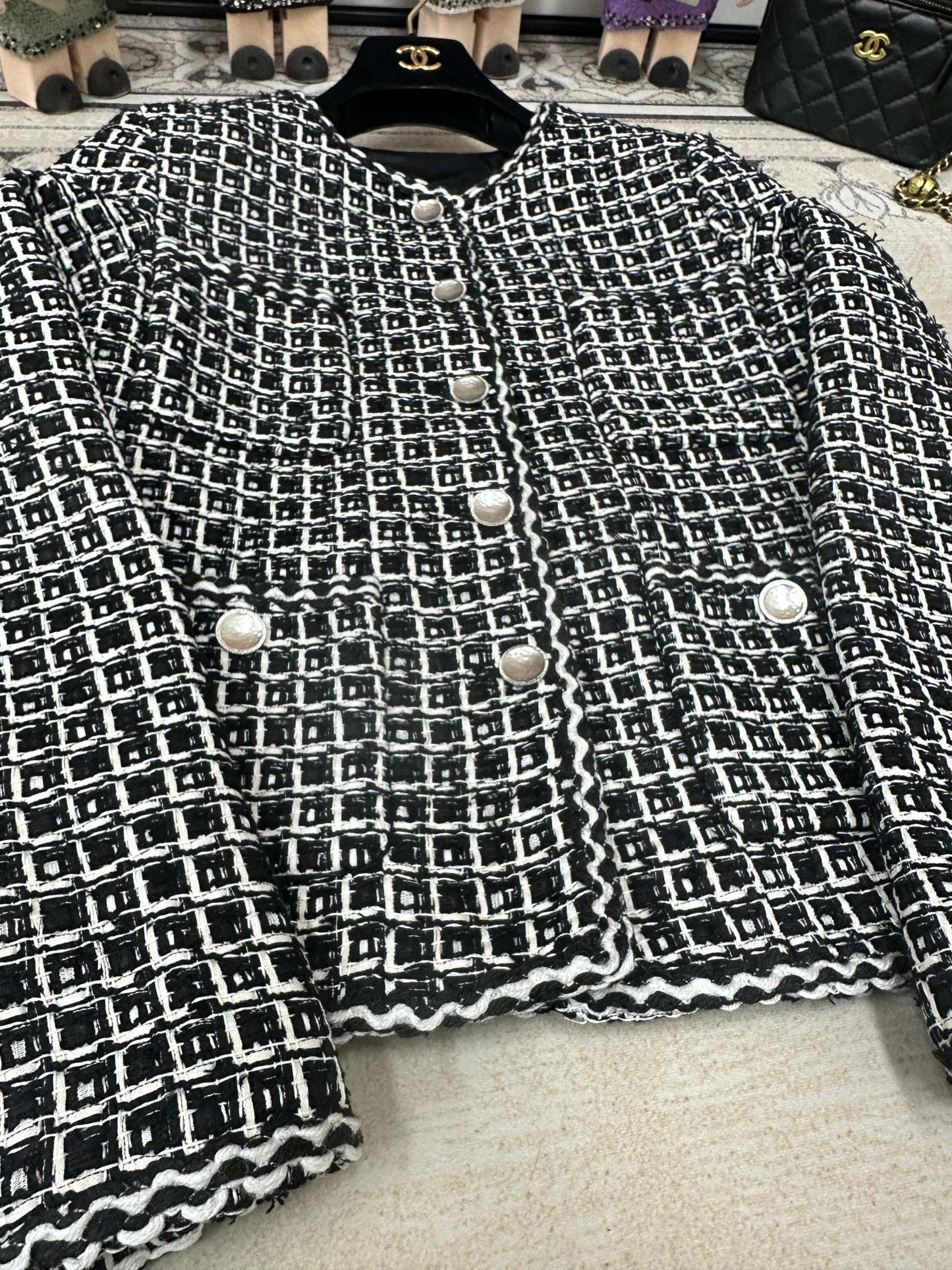CC 25 Tweed Jacket Black White Cotton Polyester 251964