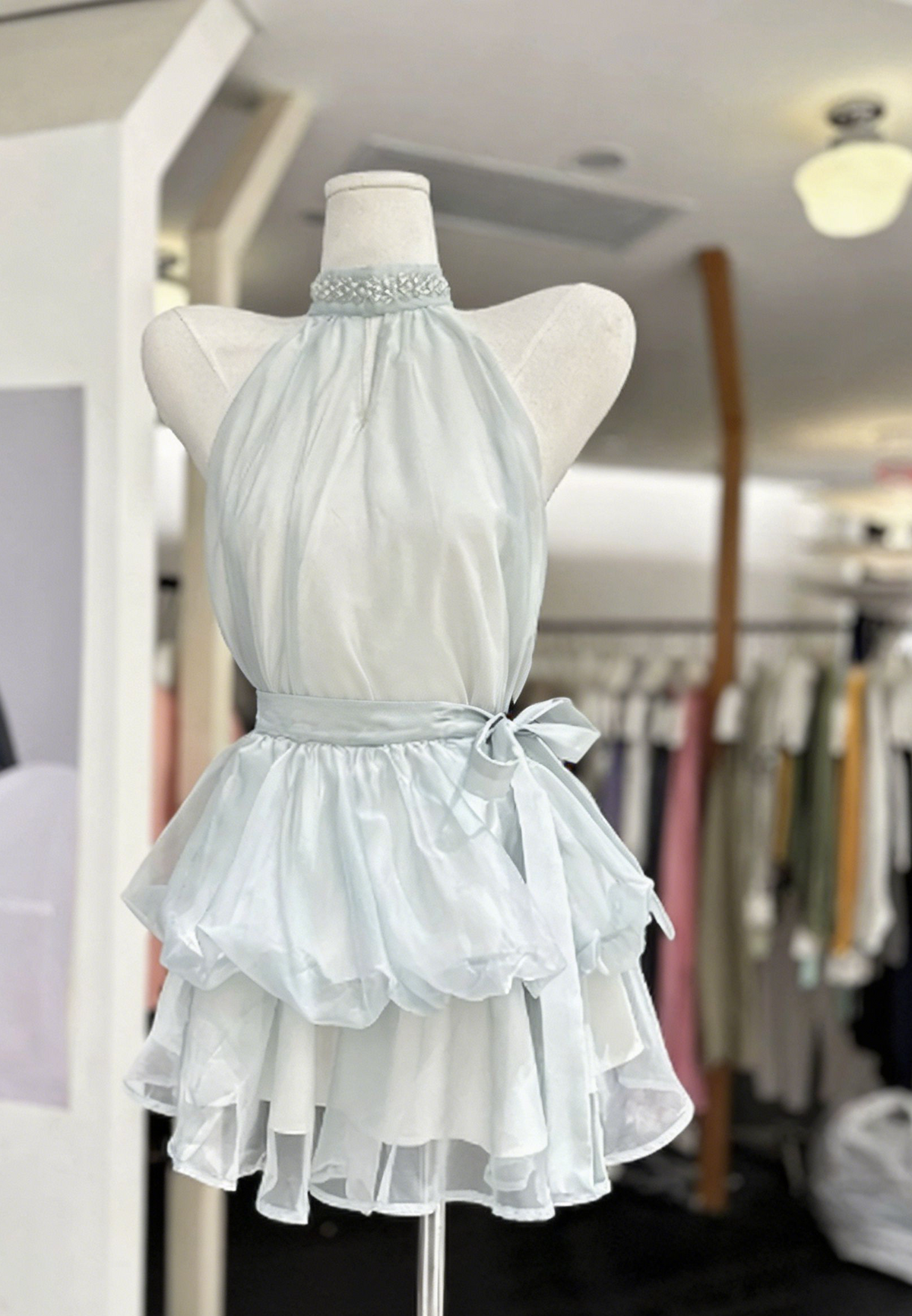 Simple Homecoming Dress Halter Pearl Back to School Outfits Party Dress  D6581