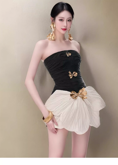 Simple Fashion Strapless Bow Design A-line Mini Party Dresses Homecoming Dresses, D1389