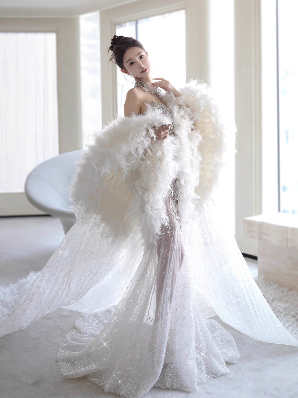 Pretty Mermaid Tulle Beads Long Prom Dresses Formal Evening Dress   fg7547