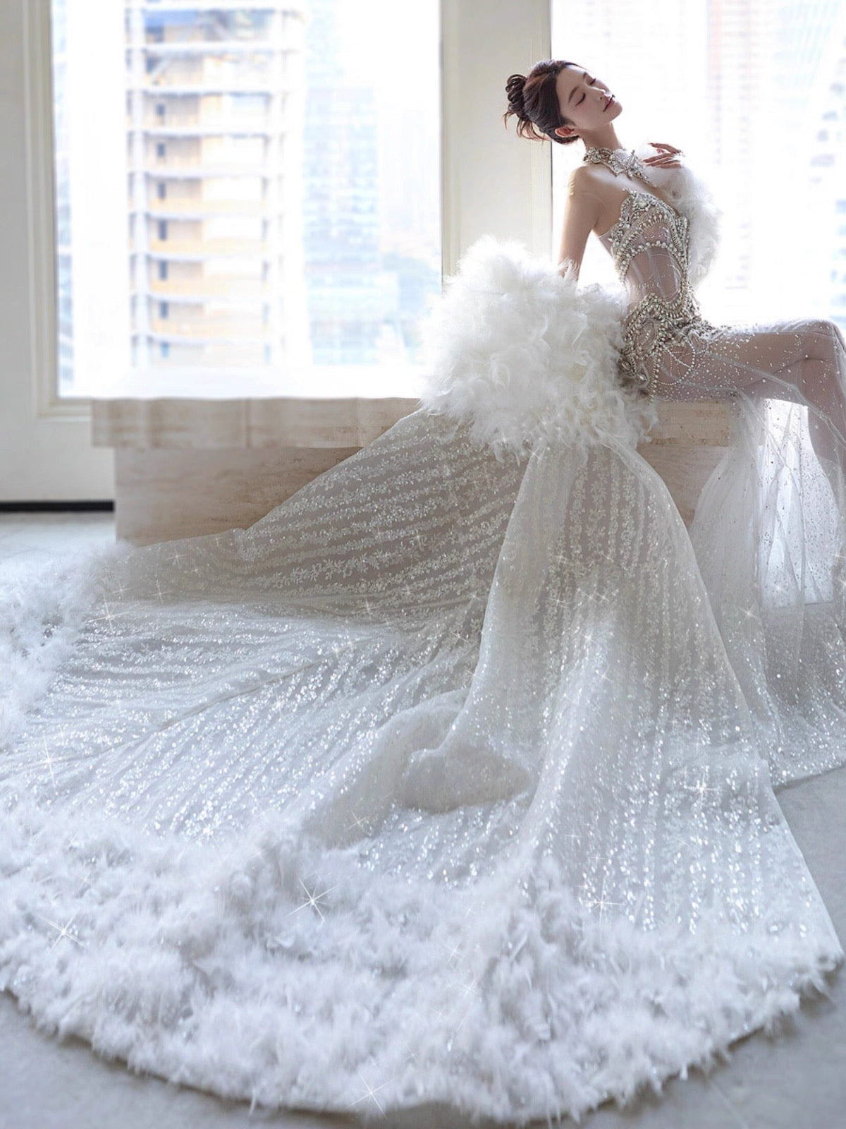 Pretty Mermaid Tulle Beads Long Prom Dresses Formal Evening Dress   fg7547