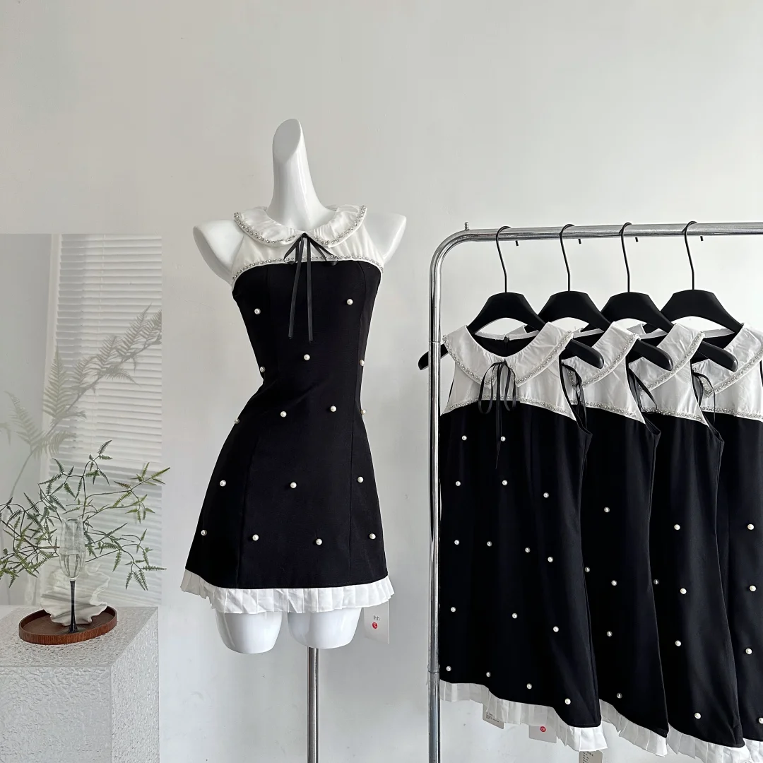 Pretty Black Sleeveless A Line Mini Birthday Dress Holiday Dress S321
