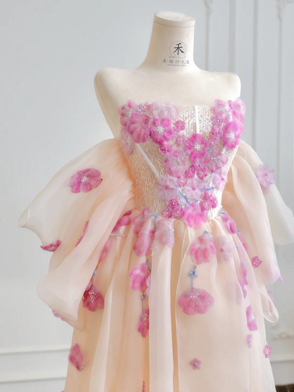 Light pink strapless fitted waist sexy long ball gown R8197