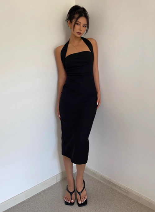 Pure desire French style beautiful halter neck dress female royal sister style temperament sling hip skirt R3043