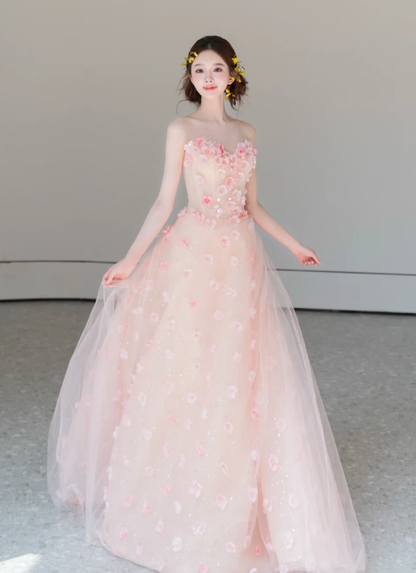 Flowers Tulle Sequin Prom Dress Sweet 16 Birthday Dress Evening Dress fg8653