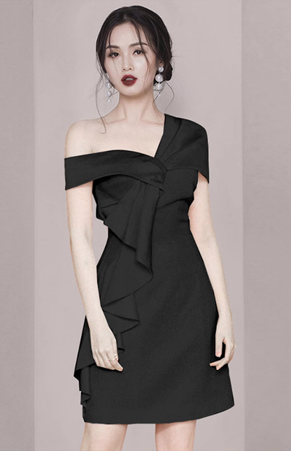 French white satin one shoulder design fashionable banquet dress homecoming dress R2982