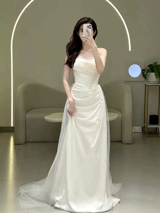 Off Shoulder Long Sleeves Wedding Dresses Long Bridal Gown      S7216