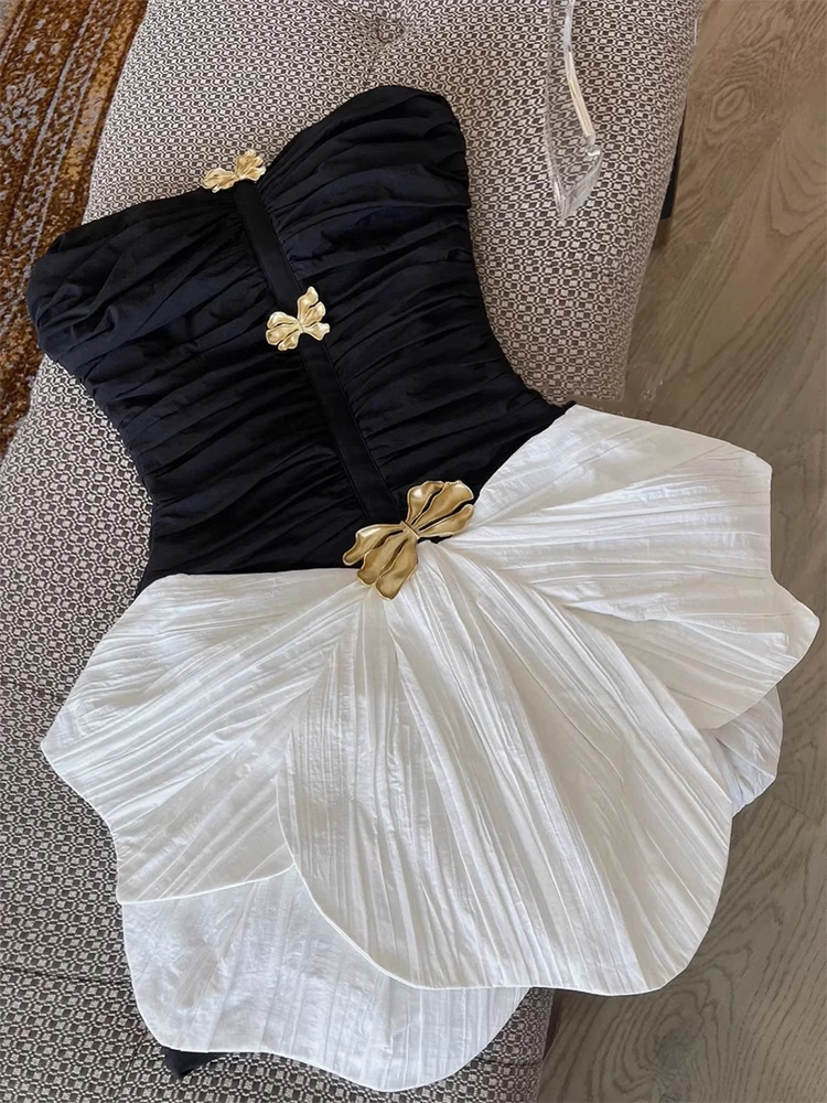 Simple Fashion Strapless Bow Design A-line Mini Party Dresses Homecoming Dresses, D1389
