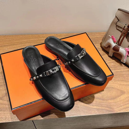 HM OZ Mule 25 Black Calfskin