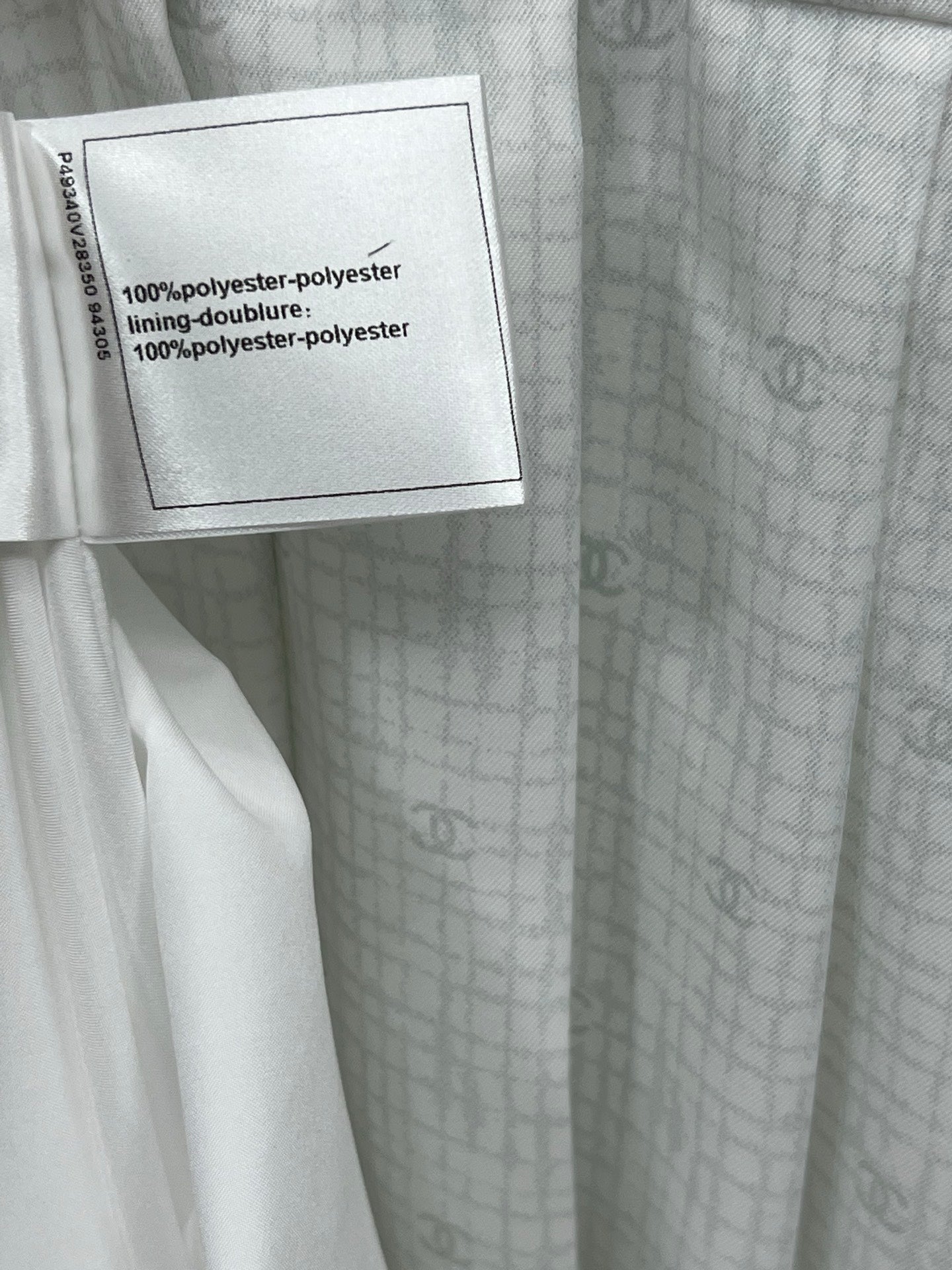 CC 25 Logo Plaid Short-sleeved Dress White Polyester Fiber