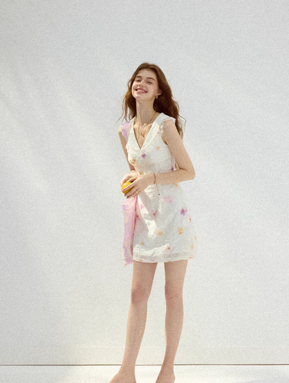 Flower language tipsy floral dress French suspender skirt holiday wear short skirt skirt female summer R3425
