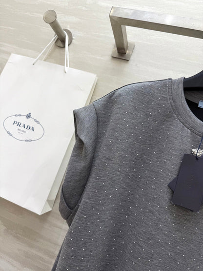 Prada 25 Diamond Dress Gray Cotton