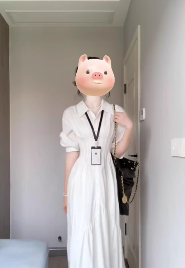 Atmosphere wear white polo long-sleeved dress waist temperament fishbone French long skirt R0484