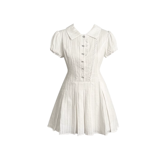 Waist slimming dress A-line skirt short-sleeved shirt skirt commuter college style hot girl tea break skirt R0100