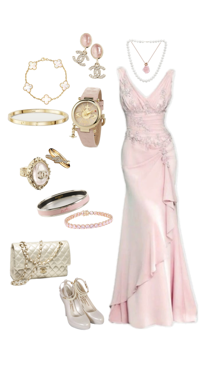 Elegant Pink V Neck Mermaid Satin Long Party Dress Vintage Evening Dress, D976