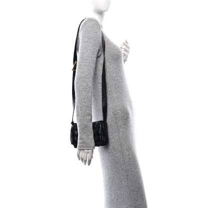Nappa Maxi Intreccio Small Padded Cassette Crossbody Bag Black