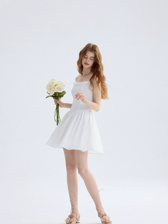 Mermaid Dream White Dress French Suspender Skirt Holiday Wear Short Skirt Skirt Women Summer R3427