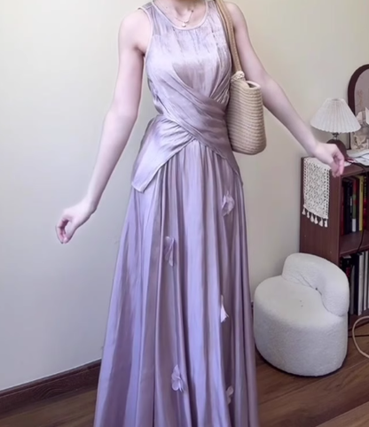 Gentle temperament purple sleeveless vest a-line skirt wear two-piece suit R0813