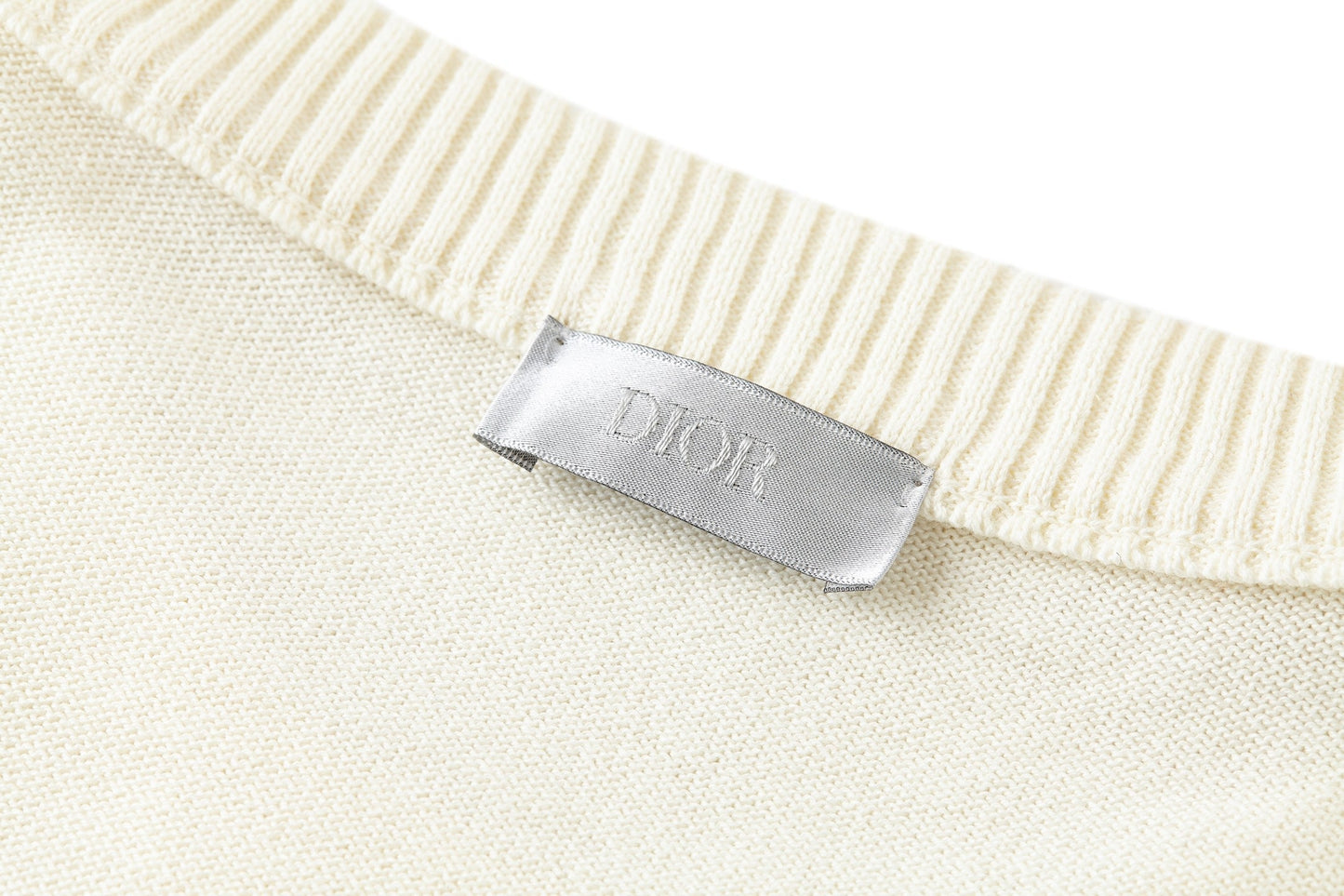 CD Embroidered Logo Sweater Beige Wool Cotton