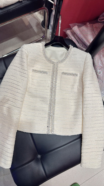CC Hand-Made Beaded Set White Cotton