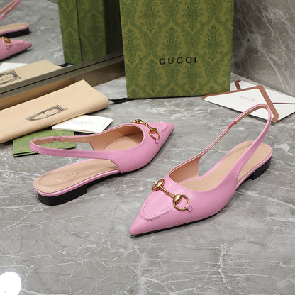 GG Slingback Flat Sandals pink
