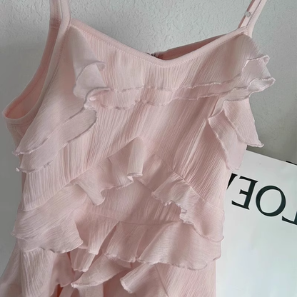 Sweet Pink Irregular Ruffles Short Party Dress Holiday Dress S247