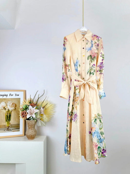 HALLIDAY TUCKED SHIRT DRESS 25S IN LINEN 266345